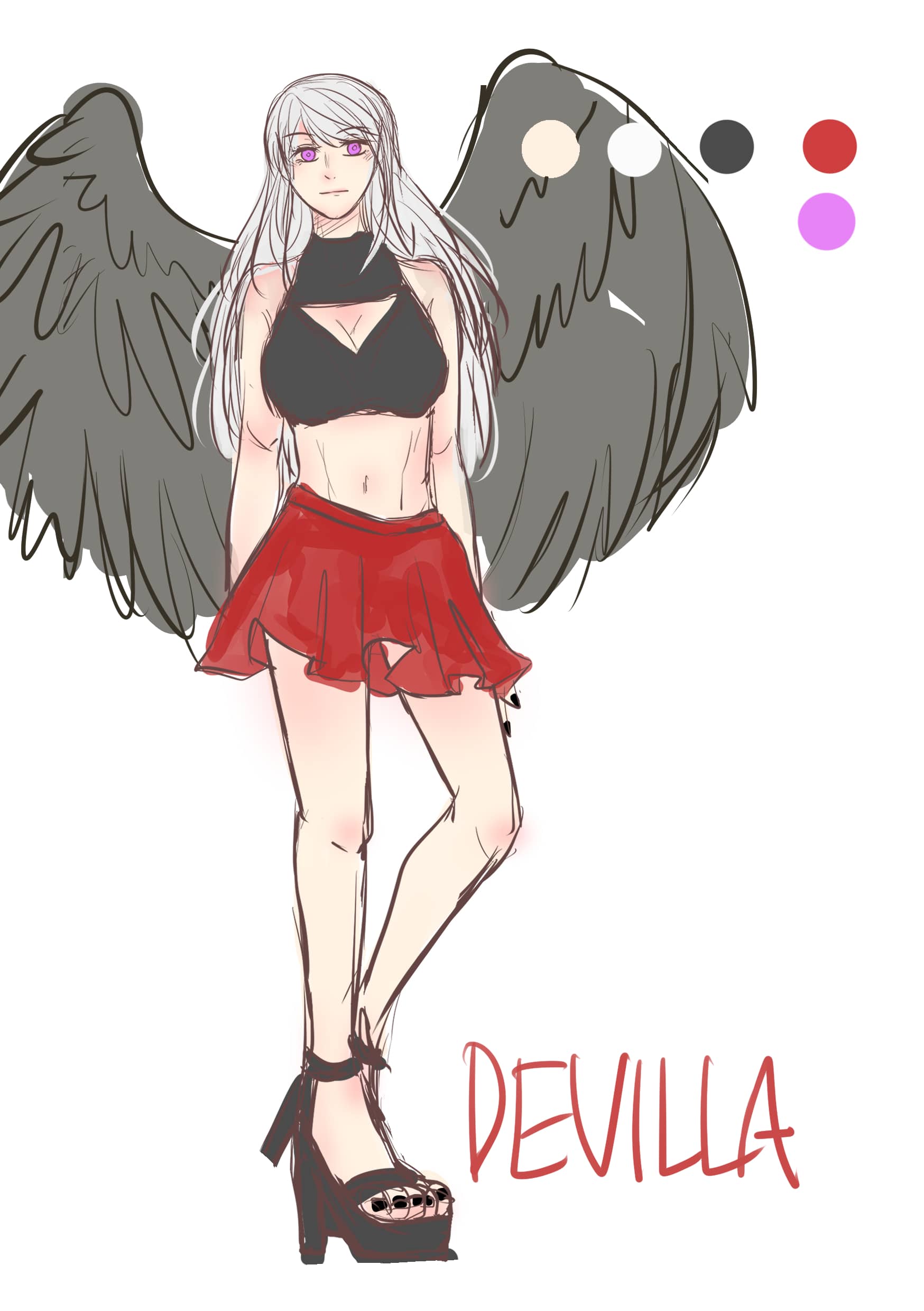 Reference pic of Devilla - art by @HaizeUqei on Twitter
